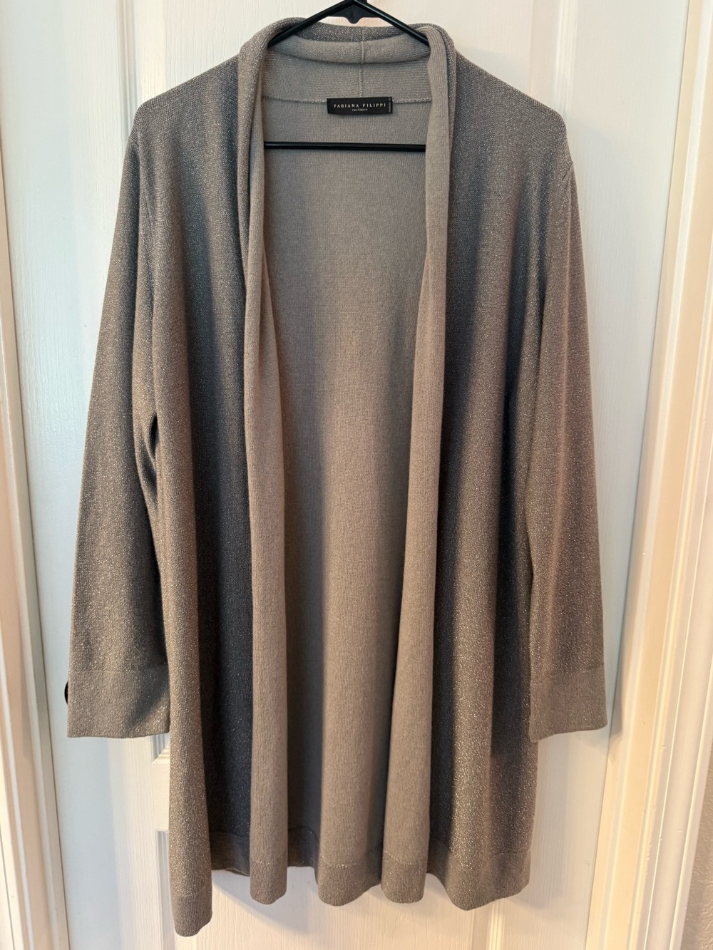 Fabiana Filippi Longline Cashmere-blend Cardigan Lurex Yarn Metallic Duster NWOT